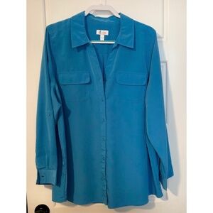 Denim & Co Blue Longsleeve Blouse